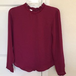 Button back blouse Wine colored